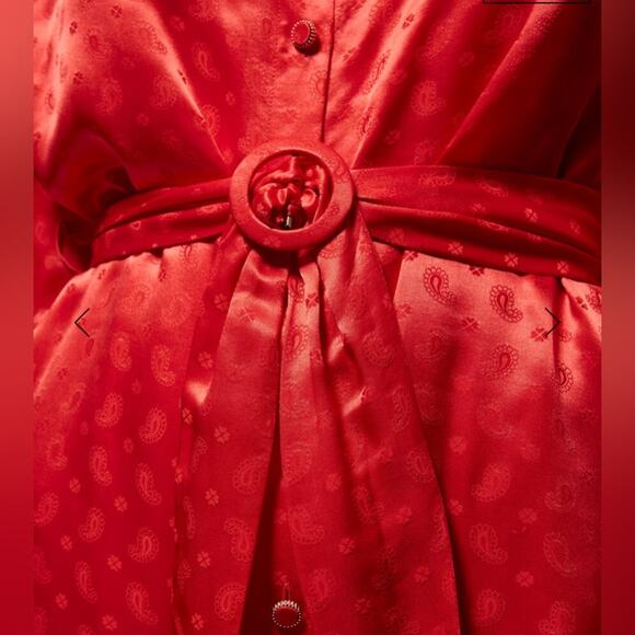 NWT The Kooples FORMAL RED JACQUARD DRESS Sz 2 - Picture 12 of 15